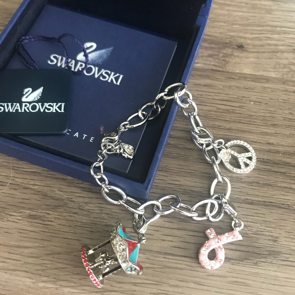 Swarovski charm bracelet with charms.